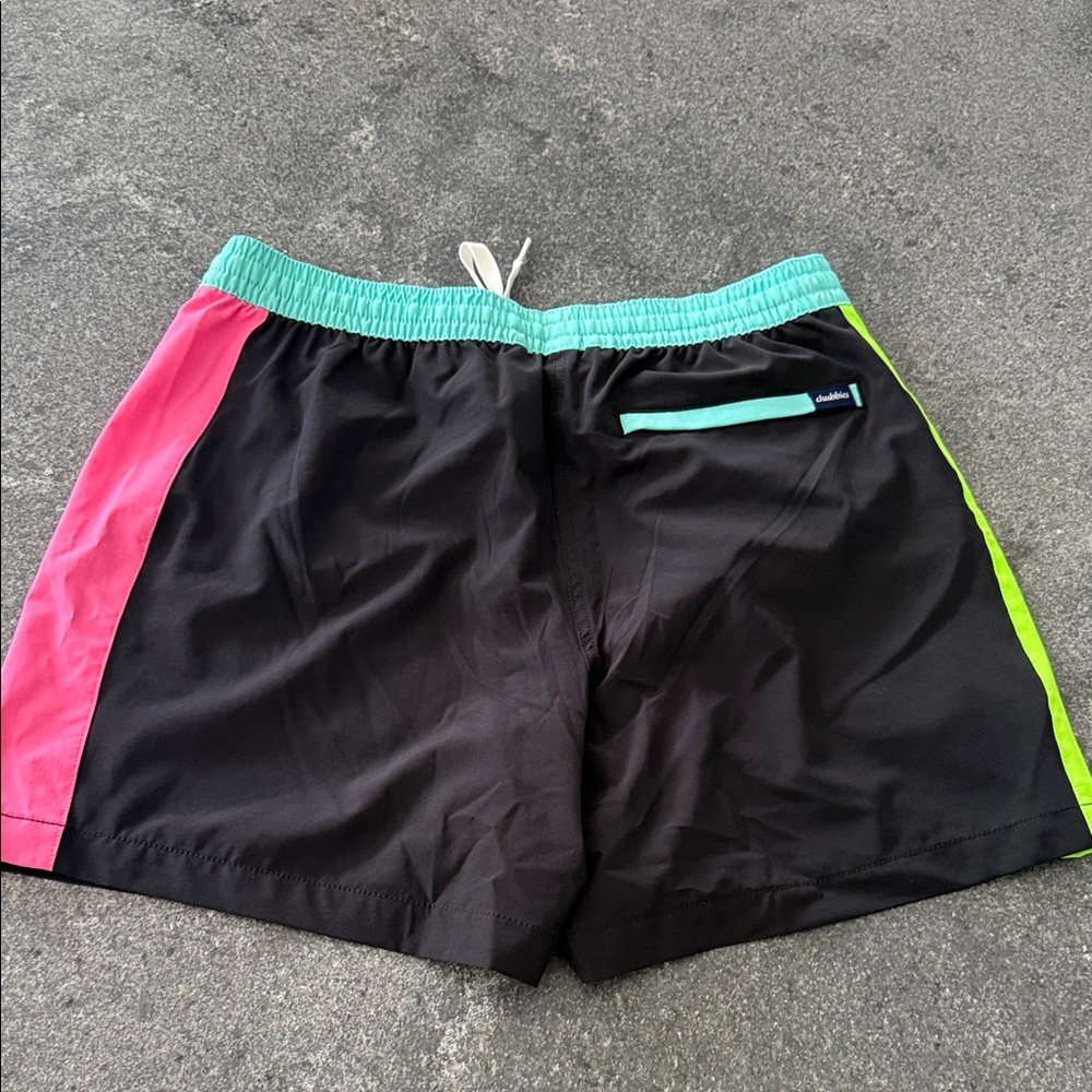 Chubbies Black Swim Trunks with Green and Pink Accents - Picture 3 of 4